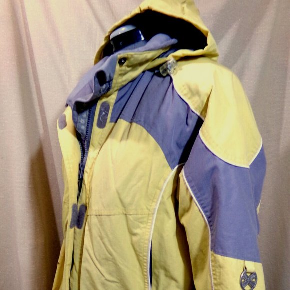 CABELA'S Winter Ski Parka Jacket women M Yellow Gray Canvas Weatherproof Coat - Picture 4 of 10